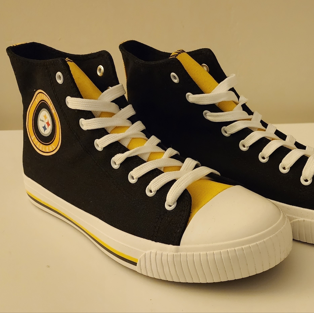 New with box NFL Steelers Mens Size 10 FOCO Shoes High Top Sneakers